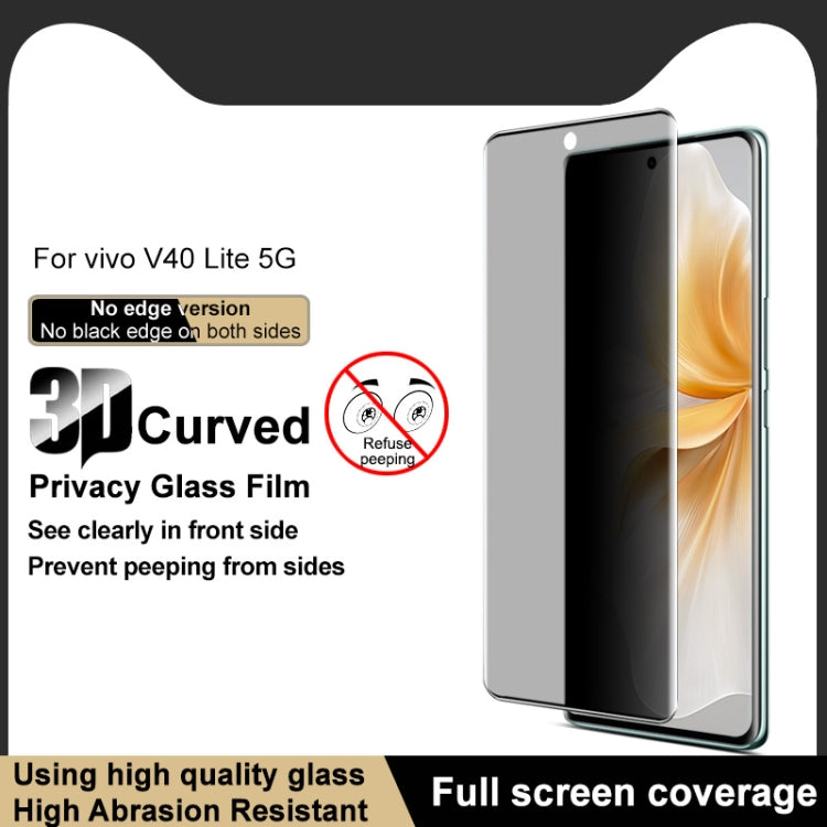 For vivo V40 Lite imak No Edge Version 3D Curved Privacy Full Screen Tempered Glass Film