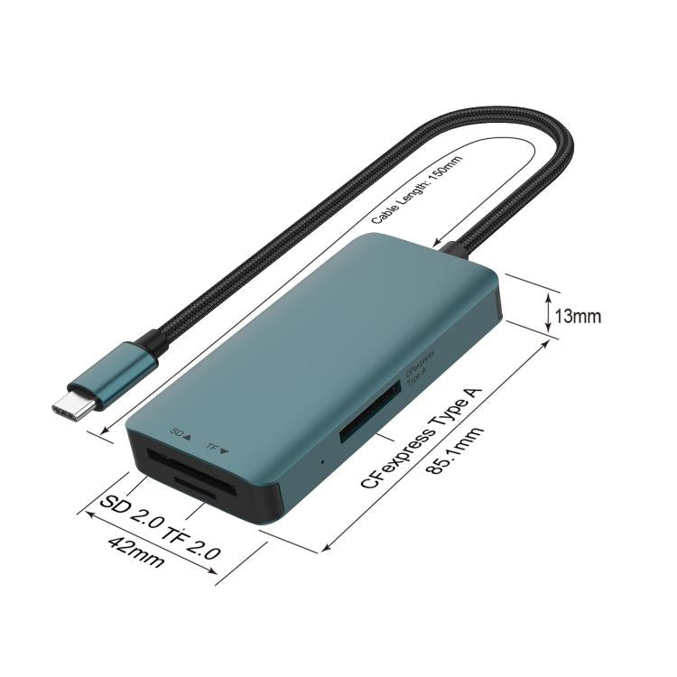Onten C12 3 in 1 USB-C / Type-C to CFepress Type-A & SD & TF Card Reader(Pine Green)