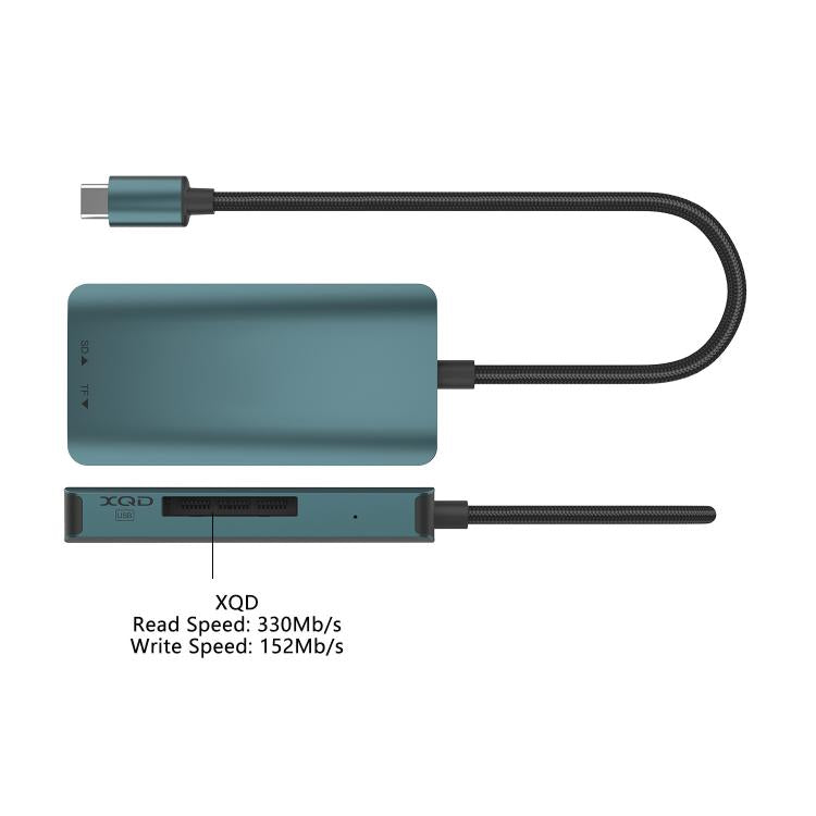 Onten C13 3 in 1 USB-C / Type-C to XQD & SD & TF Card Reader(Pine Green)