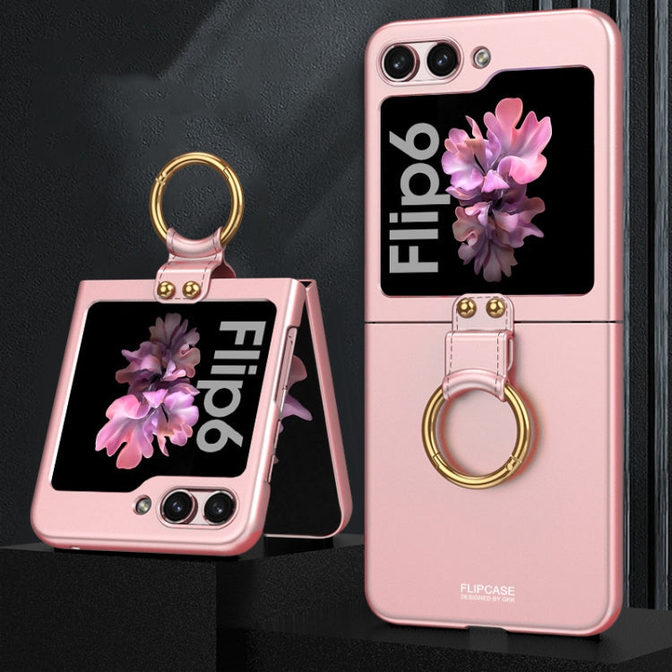 For Samsung Galaxy Z Flip6 / Flip7 FE GKK Ultra-thin PC Full Coverage Phone Case with Ring Holder(Pink)