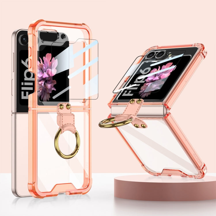 For Samsung Galaxy Z Flip6 / Flip7 FE GKK Airbag Ring Full Coverage Phone Case with Tempered Film(Orange)