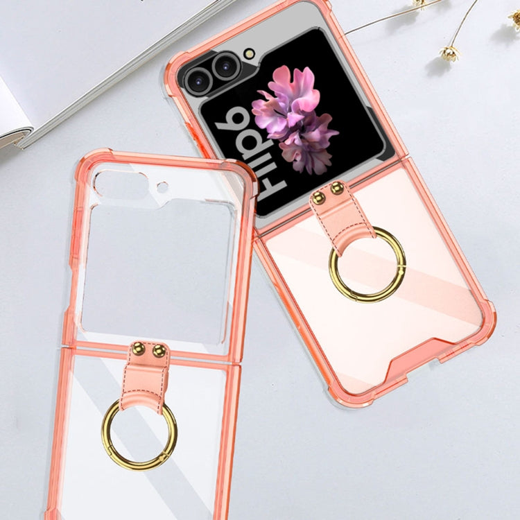 For Samsung Galaxy Z Flip6 / Flip7 FE GKK Airbag Ring Full Coverage Phone Case with Tempered Film(Orange)