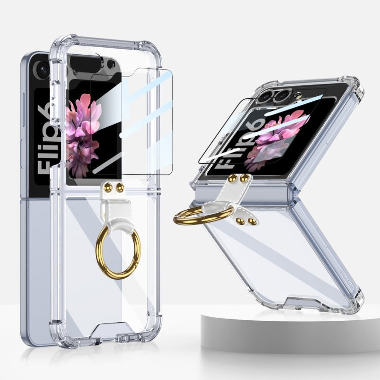 For Samsung Galaxy Z Flip6 / Flip7 FE GKK Airbag Ring Full Coverage Phone Case with Tempered Film(Transparent)