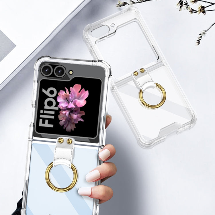 For Samsung Galaxy Z Flip6 / Flip7 FE GKK Airbag Ring Full Coverage Phone Case with Tempered Film(Transparent)