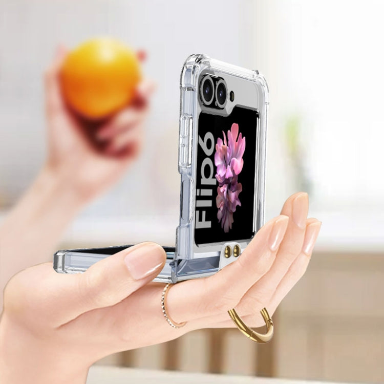 For Samsung Galaxy Z Flip6 / Flip7 FE GKK Airbag Ring Full Coverage Phone Case with Tempered Film(Transparent)