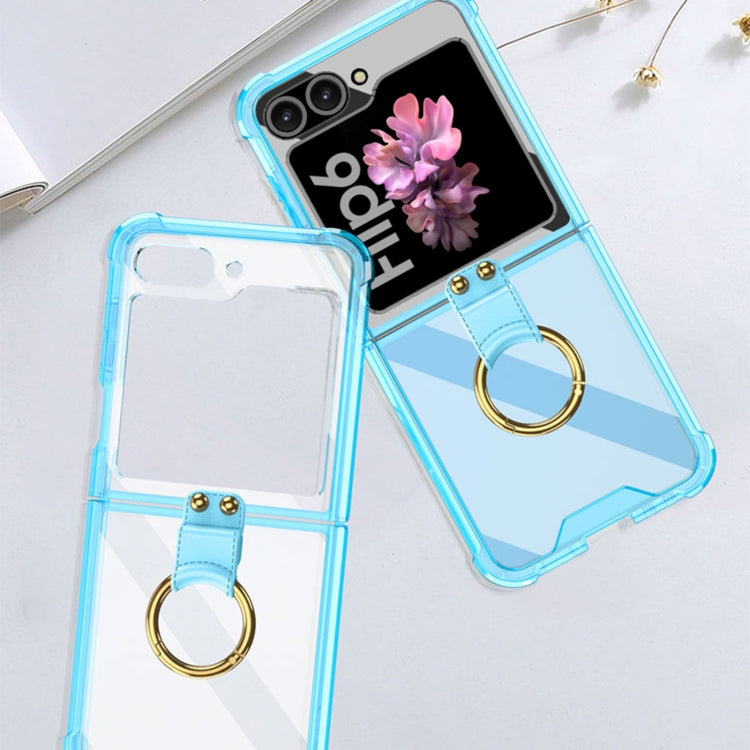 For Samsung Galaxy Z Flip6 / Flip7 FE GKK Airbag Ring Full Coverage Phone Case with Tempered Film(Blue)