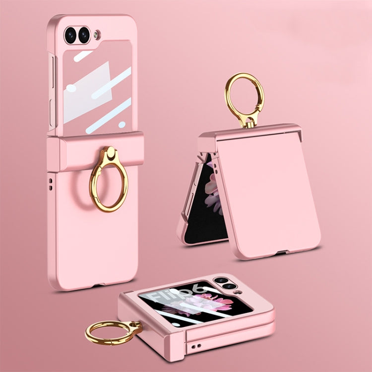 For Samsung Galaxy Z Flip6 / Flip7 FE GKK Integrated Ultra-thin Hinge Full Coverage Phone Case with Ring(Pink)