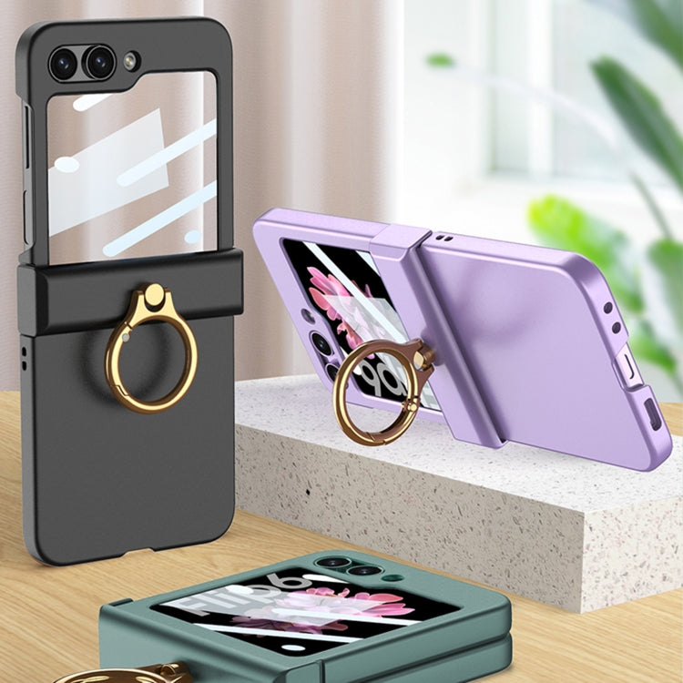 For Samsung Galaxy Z Flip6 / Flip7 FE GKK Integrated Ultra-thin Hinge Full Coverage Phone Case with Ring(Blue)