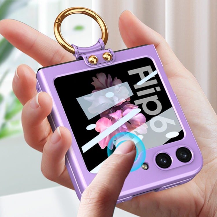 For Samsung Galaxy Z Flip6 / Flip7 FE GKK Integrated Ultra-thin PC Full Coverage Phone Case with Ring Holder(Dark Night Green)