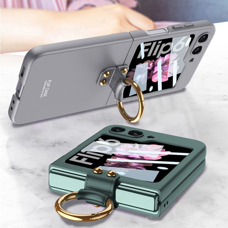 For Samsung Galaxy Z Flip6 / Flip7 FE GKK Integrated Ultra-thin PC Full Coverage Phone Case with Ring Holder(Gray)