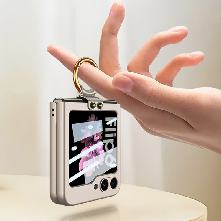For Samsung Galaxy Z Flip6 / Flip7 FE GKK Integrated Ultra-thin PC Full Coverage Phone Case with Ring Holder(Gray)