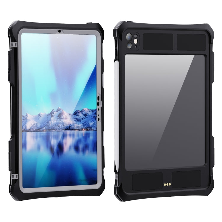For iPad Pro 11 2025 / 2024 RedPepper IP68 Waterproof PC + TPU Case with Lanyard & Swivel Bracket(Black)