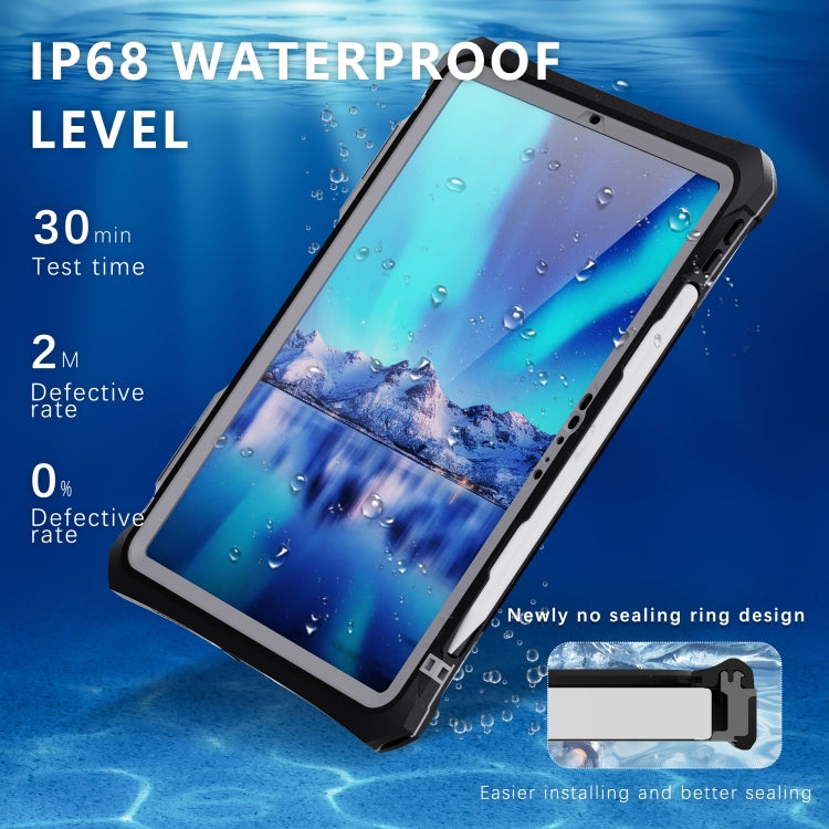 For iPad Pro 11 2025 / 2024 RedPepper IP68 Waterproof PC + TPU Case with Lanyard & Swivel Bracket(Black)