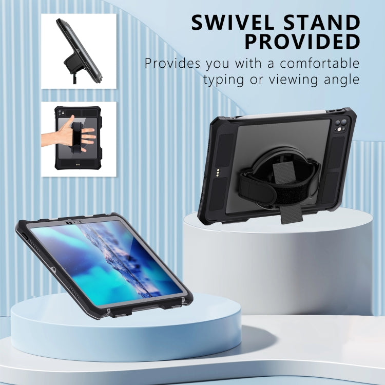 For iPad Pro 11 2025 / 2024 RedPepper IP68 Waterproof PC + TPU Case with Lanyard & Swivel Bracket(Black)