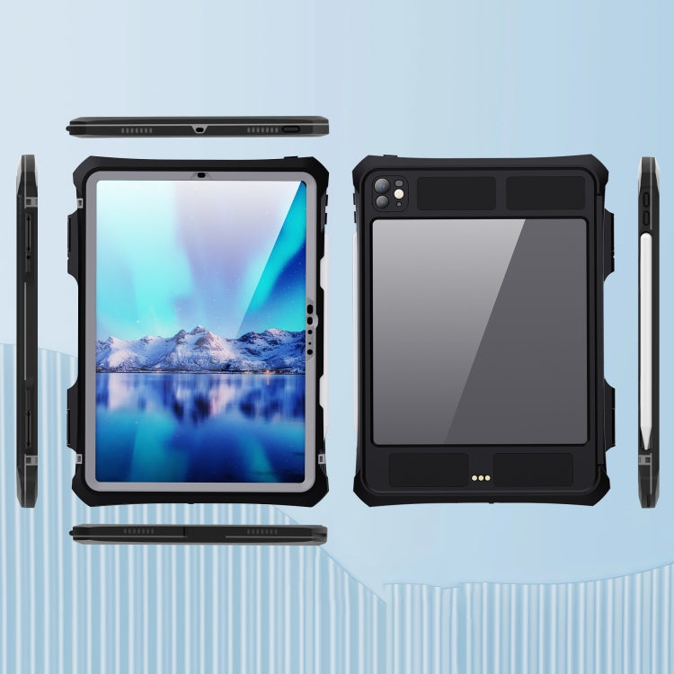 For iPad Pro 11 2025 / 2024 RedPepper IP68 Waterproof PC + TPU Case with Lanyard & Swivel Bracket(Black)