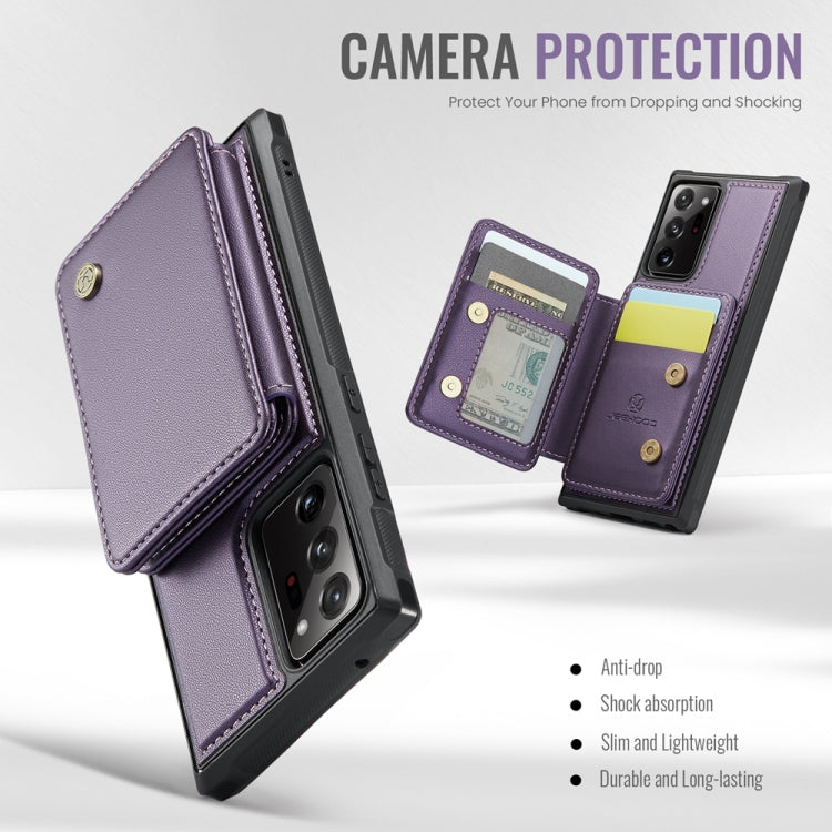 For Samsung Galaxy Note20 Ultra JEEHOOD J05 Business Magnetic Style RFID Leather Phone Case(Purple)