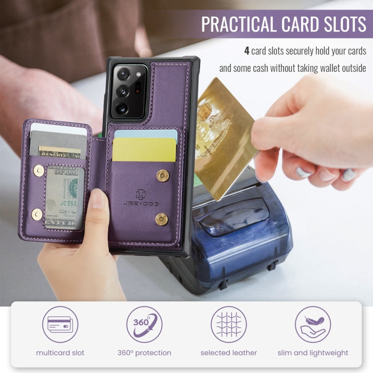 For Samsung Galaxy Note20 Ultra JEEHOOD J05 Business Magnetic Style RFID Leather Phone Case(Purple)