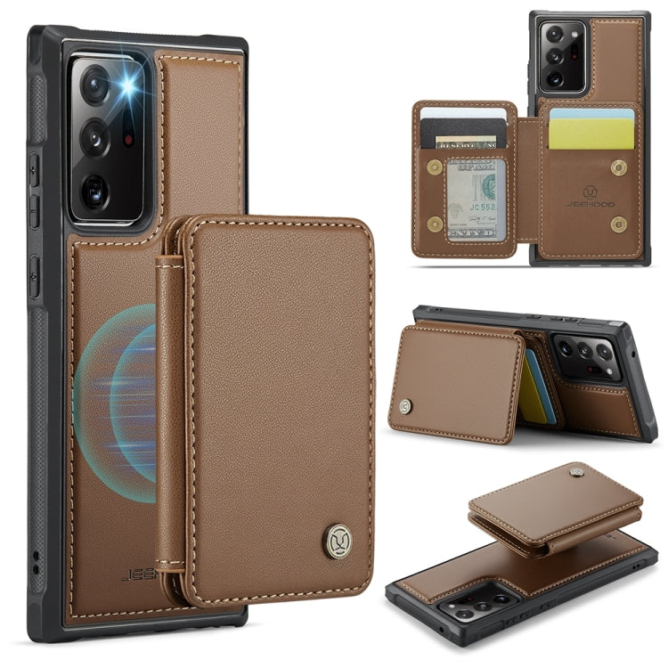 For Samsung Galaxy Note20 Ultra JEEHOOD J05 Business Magnetic Style RFID Leather Phone Case(Brown)