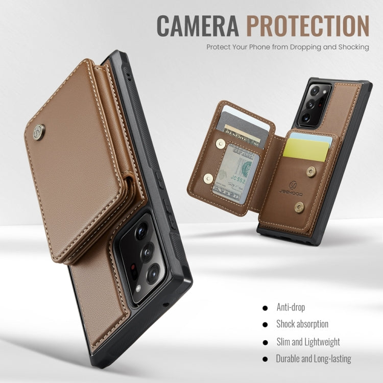 For Samsung Galaxy Note20 Ultra JEEHOOD J05 Business Magnetic Style RFID Leather Phone Case(Brown)