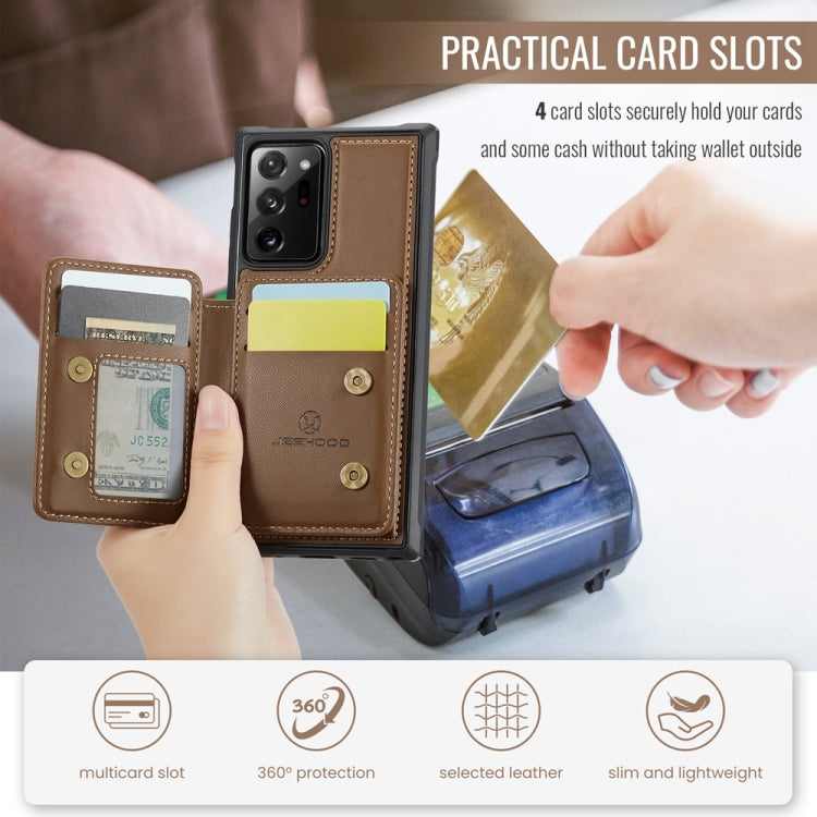 For Samsung Galaxy Note20 Ultra JEEHOOD J05 Business Magnetic Style RFID Leather Phone Case(Brown)