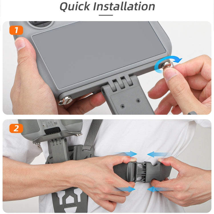 For DJI RC Pro Sunnylife Remote Control Waist Support Bracket Chest Strap(Grey)