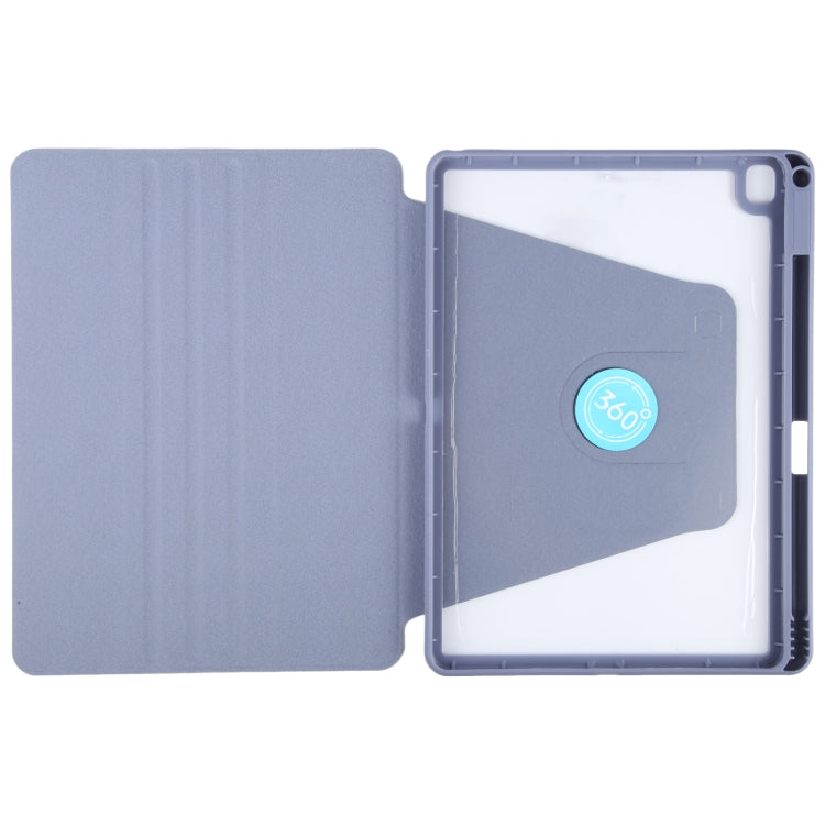 For iPad 10.2 2021 / 2020 / 2019 / Air 3 GEBEI Acrylic TPU 3-folding Rotating Smart Tablet Leather Case withh Pen Slot(Light Purple)