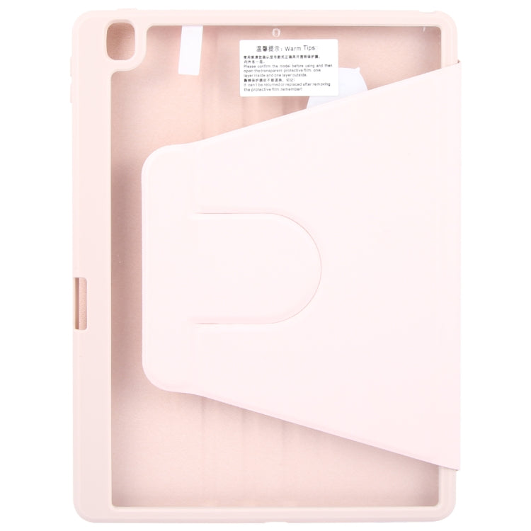 For iPad 10.2 2021 / 2020 / 2019 / Air 3 GEBEI Acrylic TPU 3-folding Rotating Smart Tablet Leather Case withh Pen Slot(Pink)