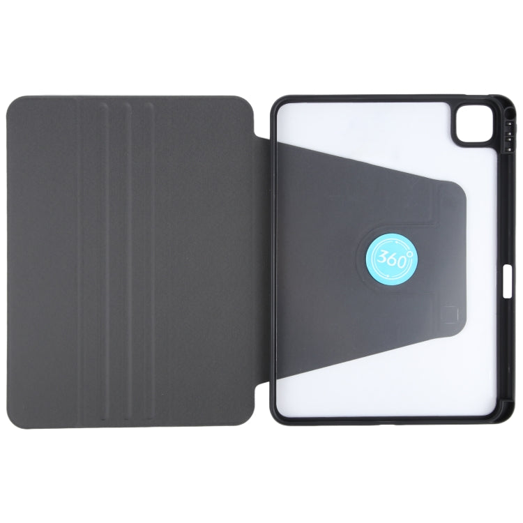 For iPad 2025 / 2022 GEBEI Acrylic TPU 3-folding Rotating Smart Tablet Leather Case withh Pen Slot(Black)