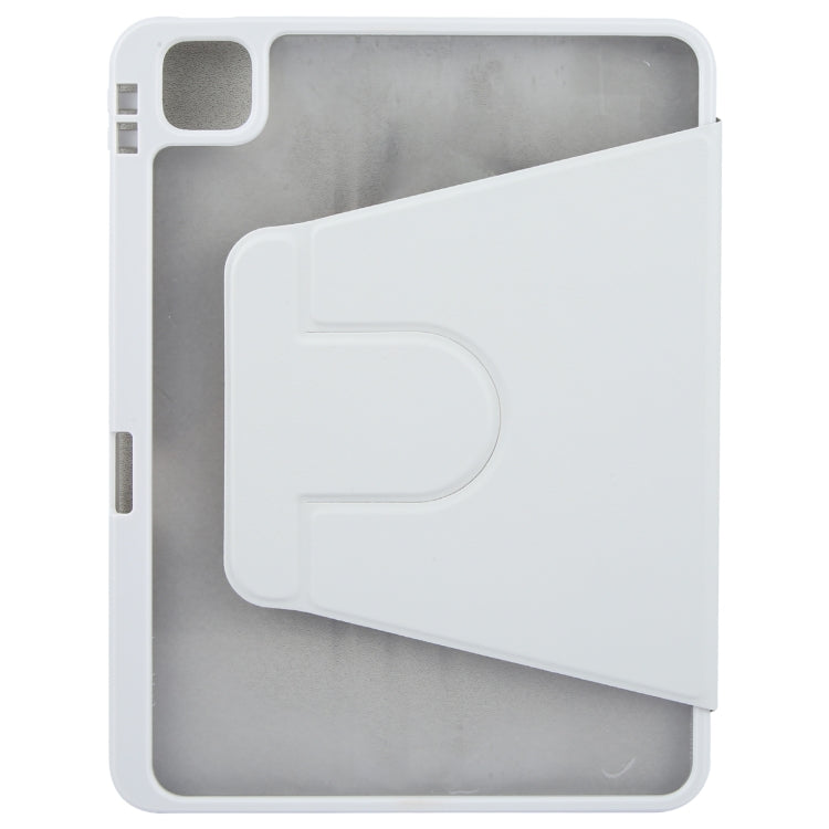 For iPad Air 11 2026 / 2025 / 2024 GEBEI Acrylic TPU 3-folding Rotating Smart Tablet Leather Case withh Pen Slot(Grey)