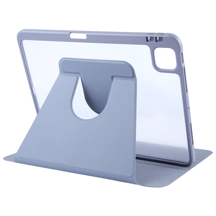 For iPad Air 13 2026 / 2025 / 2024 GEBEI Acrylic TPU 3-folding Rotating Smart Tablet Leather Case withh Pen Slot(Light Purple)