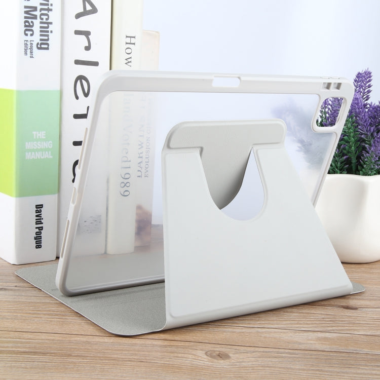 For iPad Air 13 2026 / 2025 / 2024 GEBEI Acrylic TPU 3-folding Rotating Smart Tablet Leather Case withh Pen Slot(Grey)