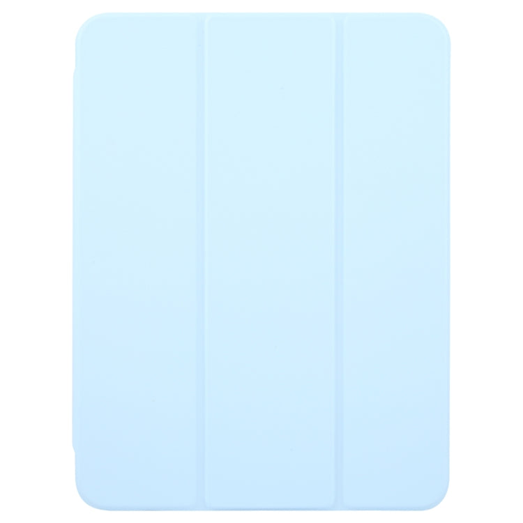 For iPad Pro 12.9 2022 / 2021 / 2020 GEBEI Acrylic TPU 3-folding Rotating Smart Tablet Leather Case withh Pen Slot(Sky Blue)
