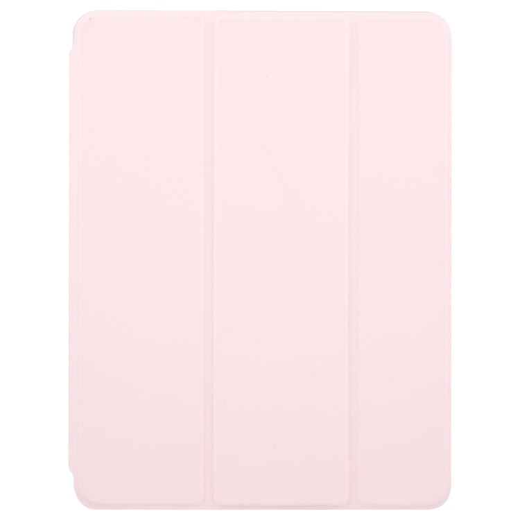 For iPad Pro 12.9 2022 / 2021 / 2020 GEBEI Acrylic TPU 3-folding Rotating Smart Tablet Leather Case withh Pen Slot(Pink)