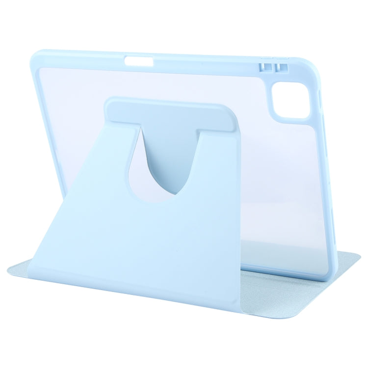 For iPad Pro 11 2025 / 2024 GEBEI Acrylic TPU 3-folding Rotating Smart Tablet Leather Case withh Pen Slot(Sky Blue)