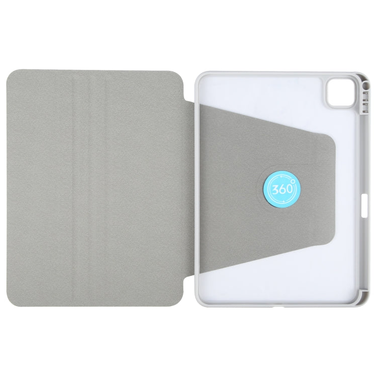 For iPad Pro 11 2025 / 2024 GEBEI Acrylic TPU 3-folding Rotating Smart Tablet Leather Case withh Pen Slot(Grey)