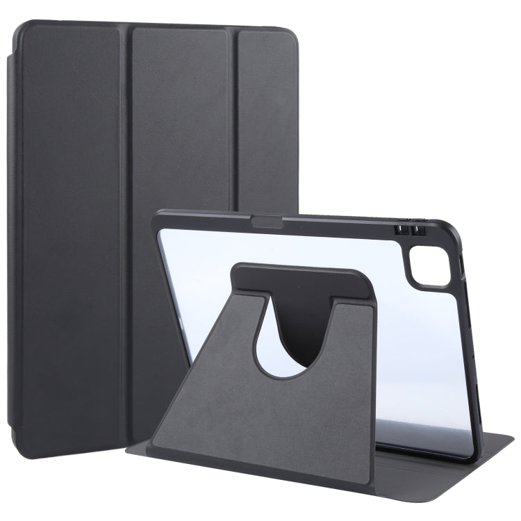 For iPad Pro 11 2025 / 2024 GEBEI Acrylic TPU 3-folding Rotating Smart Tablet Leather Case withh Pen Slot(Black)