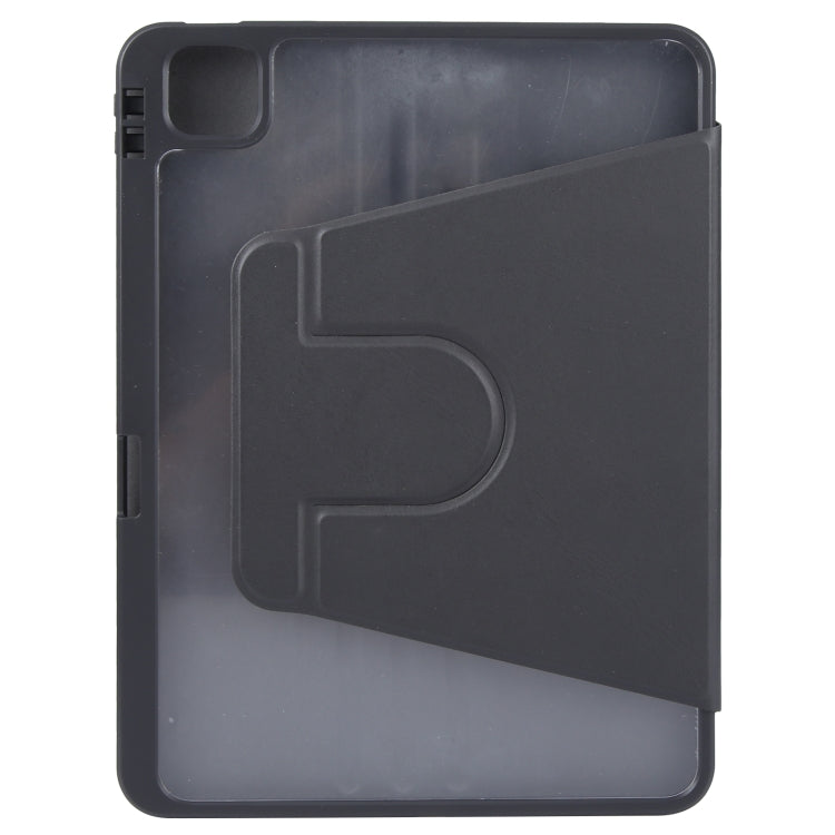 For iPad Pro 11 2025 / 2024 GEBEI Acrylic TPU 3-folding Rotating Smart Tablet Leather Case withh Pen Slot(Black)
