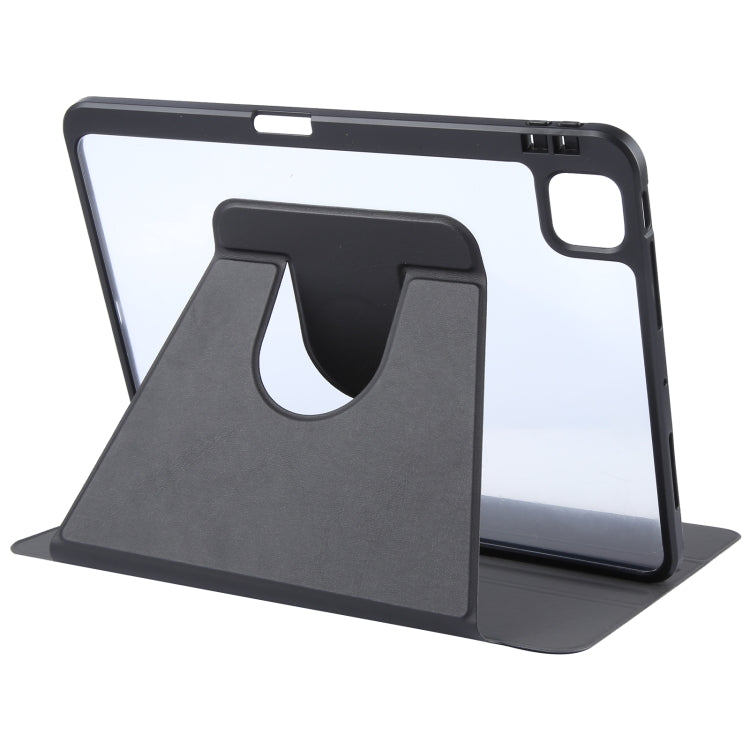 For iPad Pro 11 2025 / 2024 GEBEI Acrylic TPU 3-folding Rotating Smart Tablet Leather Case withh Pen Slot(Black)