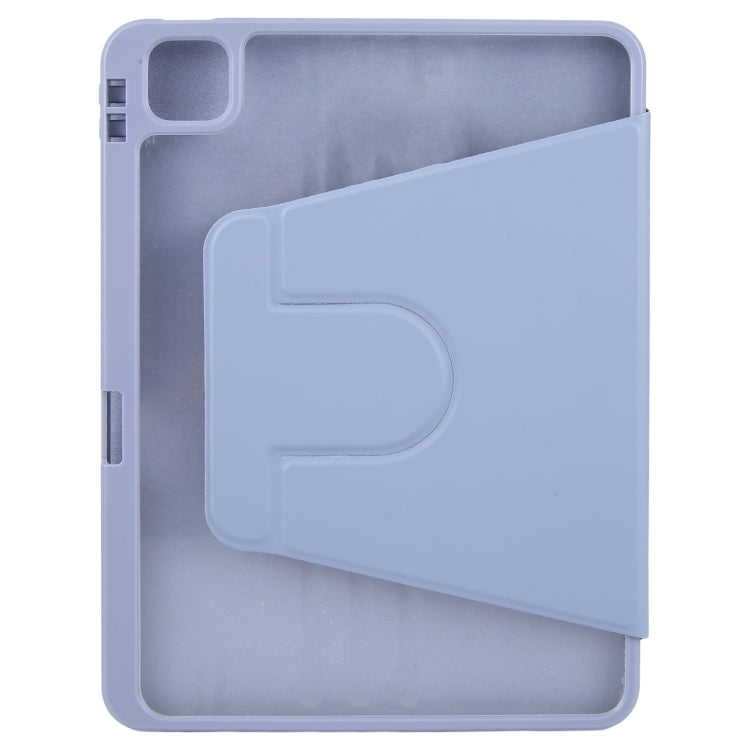 For iPad Pro 13 2025 / 2024 GEBEI Acrylic TPU 3-folding Rotating Smart Tablet Leather Case withh Pen Slot(Light Purple)