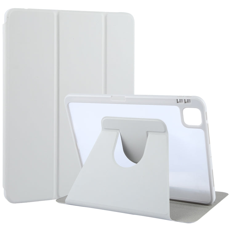 For iPad Pro 13 2025 / 2024 GEBEI Acrylic TPU 3-folding Rotating Smart Tablet Leather Case withh Pen Slot(Grey)