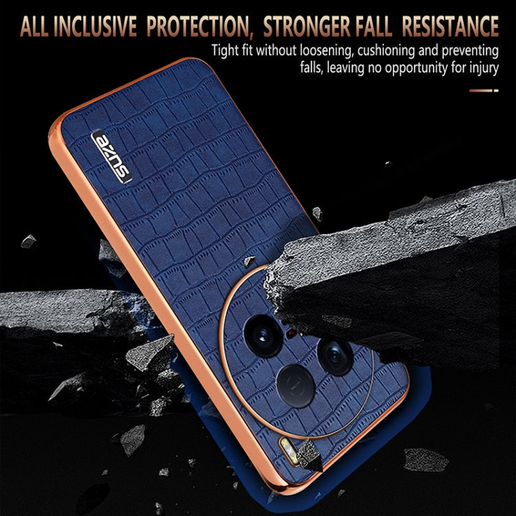 For vivo X100 Ultra AZNS Electroplated Frame Crocodile Texture Full Coverage Phone Case(White)