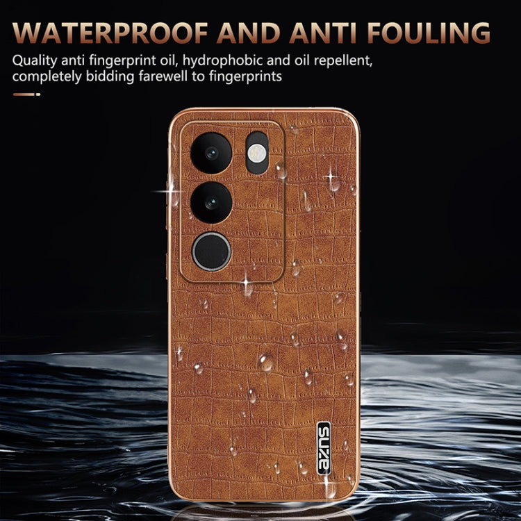 For vivo S17 / S17 Pro / S17t AZNS Electroplated Frame Crocodile Texture Full Coverage Phone Case(Blue)