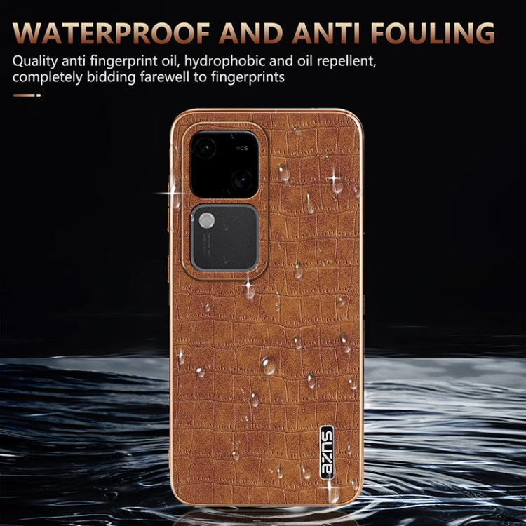 For vivo S18 / S18 Pro AZNS Electroplated Frame Crocodile Texture Full Coverage Phone Case(Green)
