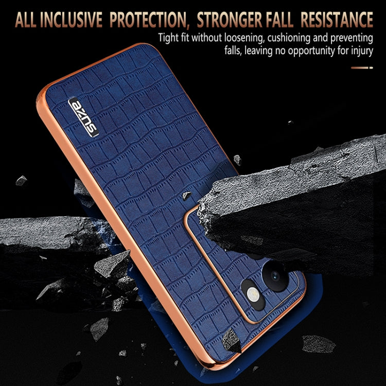 For vivo V30 / V30 Pro AZNS Electroplated Frame Crocodile Texture Full Coverage Phone Case(Black)