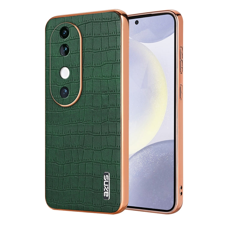 For vivo S19 AZNS Electroplated Frame Crocodile Texture Full Coverage Phone Case(Green)
