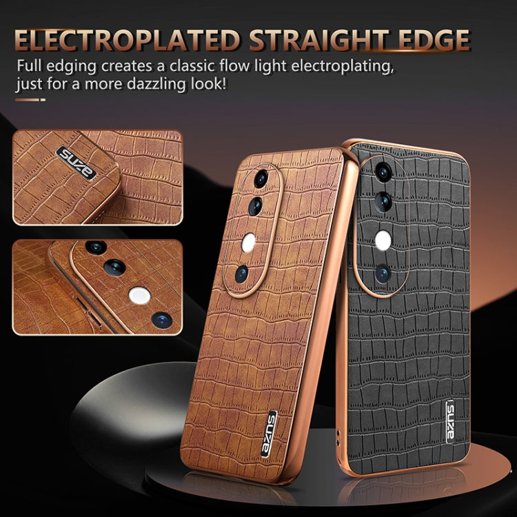 For vivo S19 AZNS Electroplated Frame Crocodile Texture Full Coverage Phone Case(White)