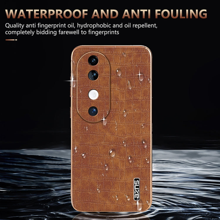 For vivo S19 AZNS Electroplated Frame Crocodile Texture Full Coverage Phone Case(White)