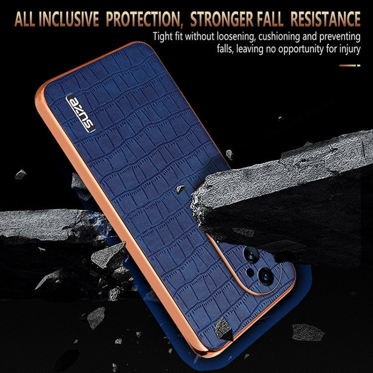 For vivo S19 Pro AZNS Electroplated Frame Crocodile Texture Full Coverage Phone Case(Black)