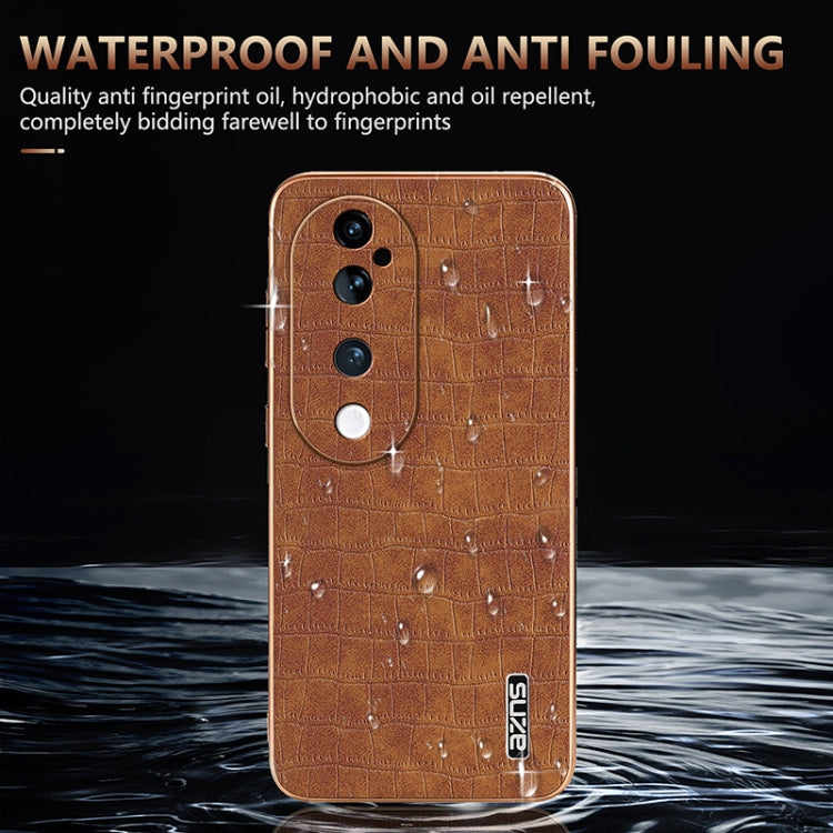 For vivo S19 Pro AZNS Electroplated Frame Crocodile Texture Full Coverage Phone Case(Brown)