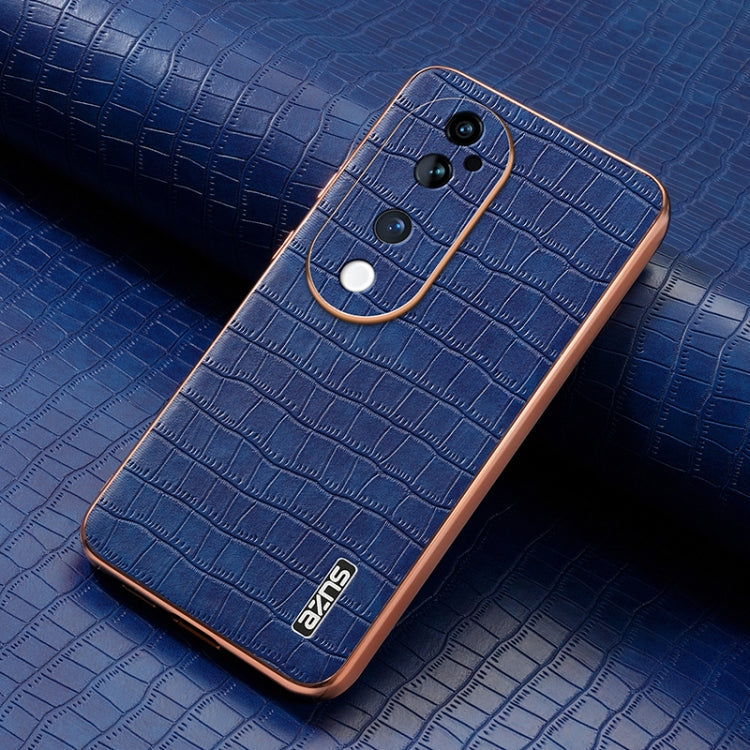 For vivo S19 Pro AZNS Electroplated Frame Crocodile Texture Full Coverage Phone Case(Blue)